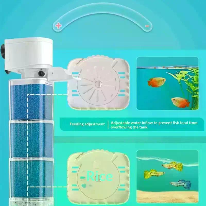 6 In1 Aquarium Filter Pump Fish Tank Submersible Silent Air Oxygen Aerator Filter Internal Water Pump Aquarium Wave Maker 220V
