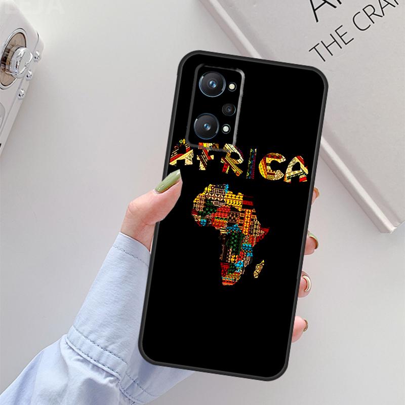 Africa Map Geogra For Realme C61 C75 C55 C51 C21Y C25S C67 C53 13 12 10 11 14 Pro Plus GT 6T 6 5 GT7 Pro Case