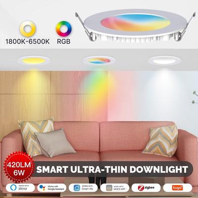 ZigBee Downlight Tuya Ultra Thin Tube Lamp Spot Lamp 6W RGB Change Warm Cool Light Work With Alexa Google Home Smart Life