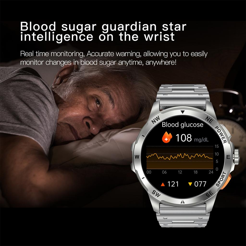 AK77 Steel Strap 1.43-inch AMOLED Smart Watch Sleep Health Monitoring Bluetooth-compatible Call Sports Watch