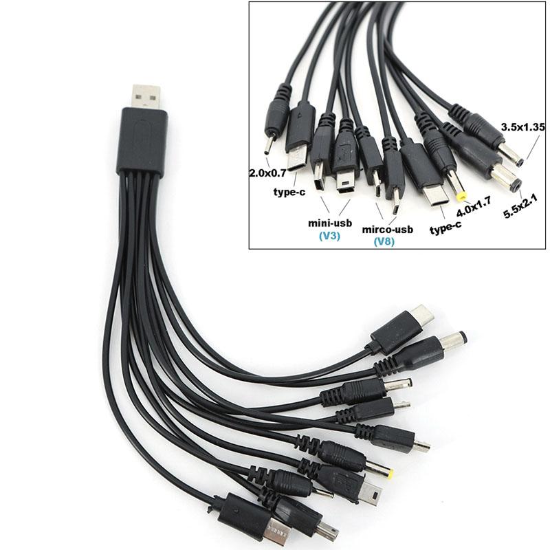20cm 10 in 1 Micro USB DC Mobile Phone Charger Adapter Plug Usb power charging Cable Wire Cord for Phone Universal