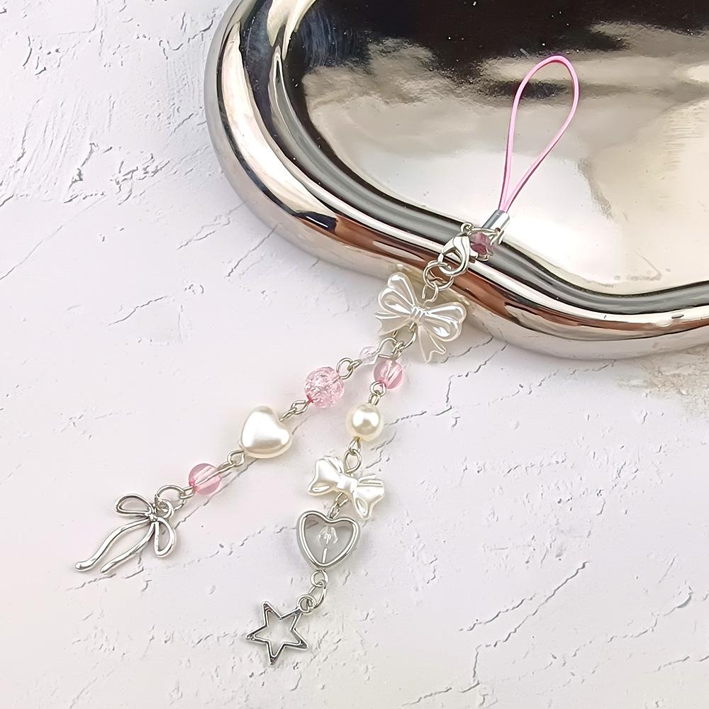 Mobile Phone Strap Cute Decorative Charms Phone Chain Keychain Sweet Beaded Pendant For Keychain Handbag Earphone Case