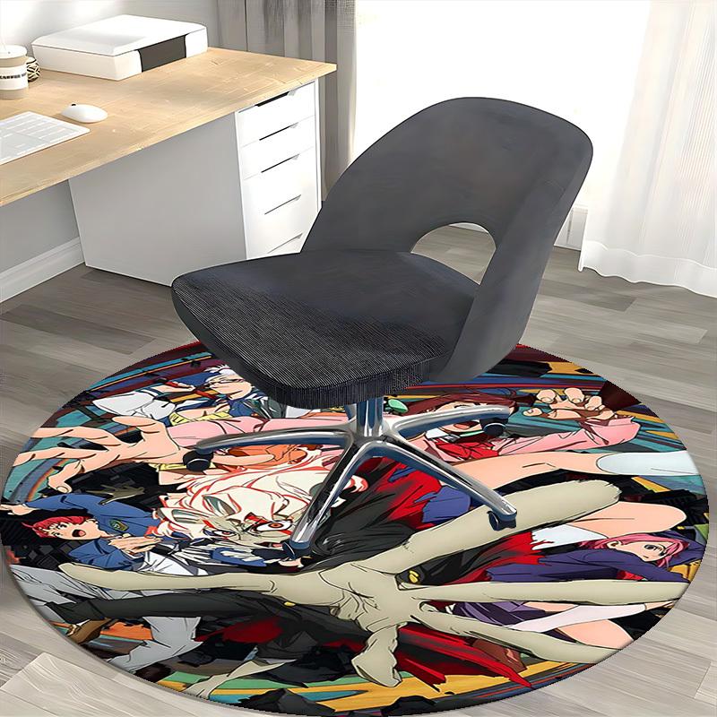 1pc Anime Demon Slayer Design Round Carpet - Office Chair Mat, Non-Slip Rug for Home Decor, Living Room