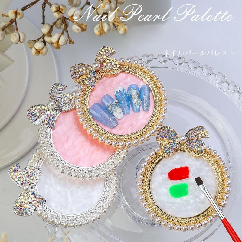 Resin Nail Art Palette,Nail Art Painting Mixed Color Palette Bows Nail Gel Color Makeup Display Board Nail Art Tool