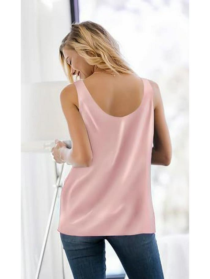 Sleeveless Satin Round Neck Women's Vest - European & American Style