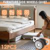 12Pcs 1/1.25inch Rubber Side Mount Caster Wheel Reduce Noise Swivel Rolling Wheel with Steel Top Plate Protect Floor for Cabinet