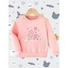 Adorable Cartoon Gingerbread House Print Long Sleeve Crewneck Sweatshirt for Kids, Unisex Boys Girls Pullover, All-Season Round Neck Top