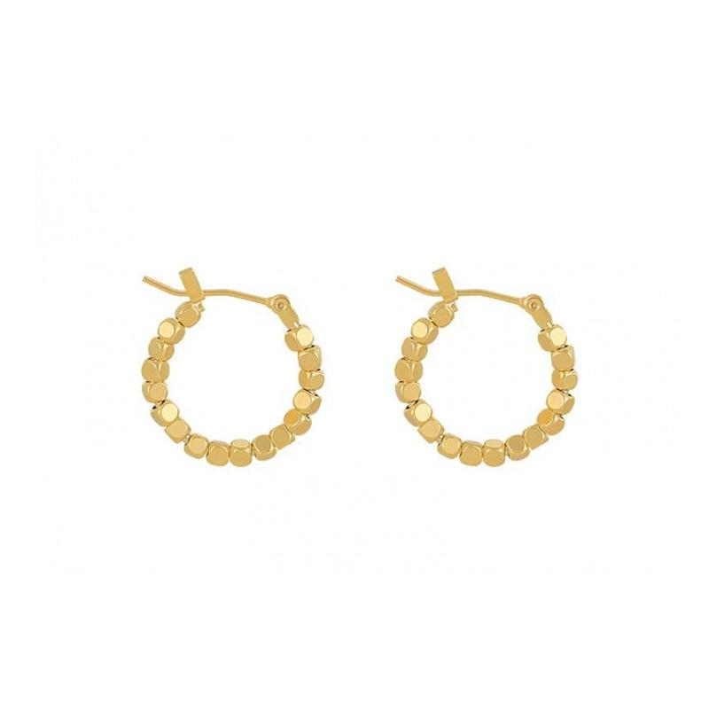 Gold Color Square Beaded Hoop Earings Exquisite Hollow Round Earrings For Women Party Wedding Geometric Ear Jewelry Gifts