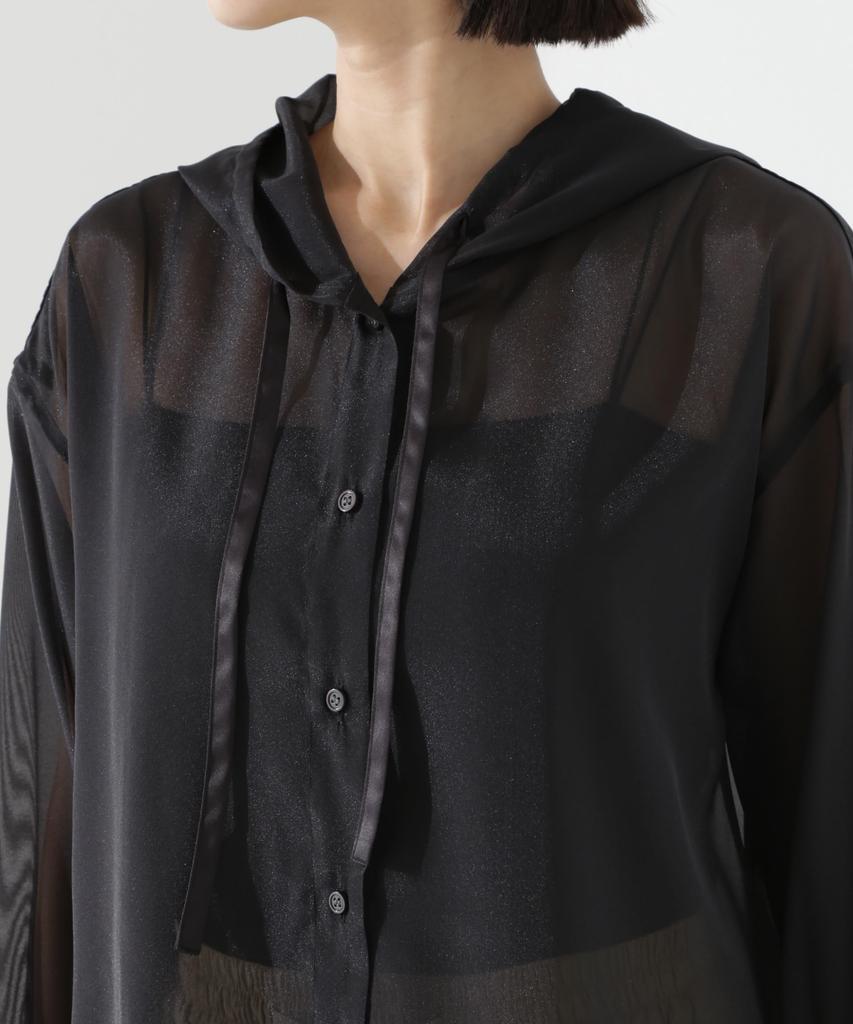Nano Universe Sheer Hooded F Women's Shirt, 030, White, 673-5120316