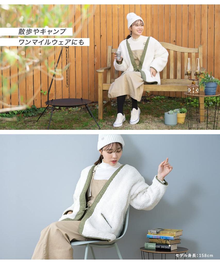 SOUBIEN Women's Reversible Hanten (Moss Green) with Fleece Lining (noasobi) (sbn-dtr10110)