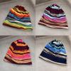 Unisex Knit Hat With Stripe Print No Brim Design For Winter Activities Outdoor