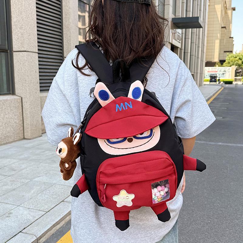 Nový studentský roztomilý batoh Kreslený LABUBU Velkokapacitní školní taška Batoh pro sladkou dívku Denní volno Kontrastní taška