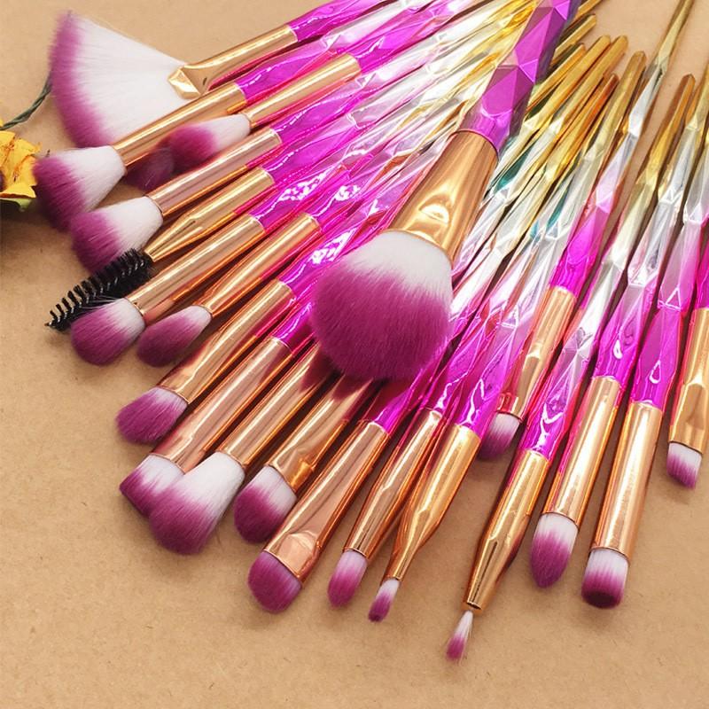 20 Makeup Brush Set Diamond Clear Handle Eyeshadow Makeup Brush Multifunctional Eye Beauty Tool