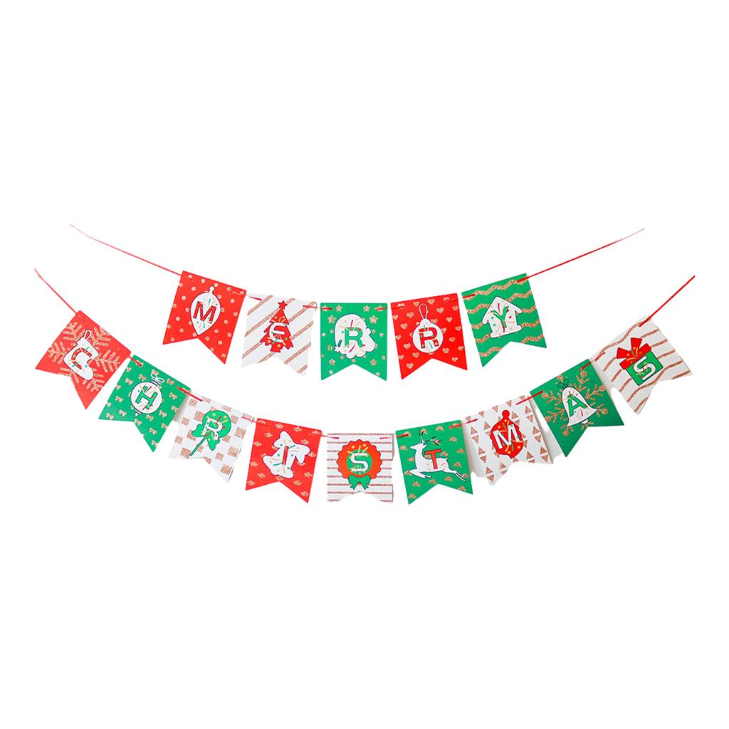 1 adet Set 9.8ft Kırmızı Beyaz Yeşil Kağıt Kart Tebrikler Afişi Noel İçin Özel Afiş Doğum Günü Afişi Harf Afişi