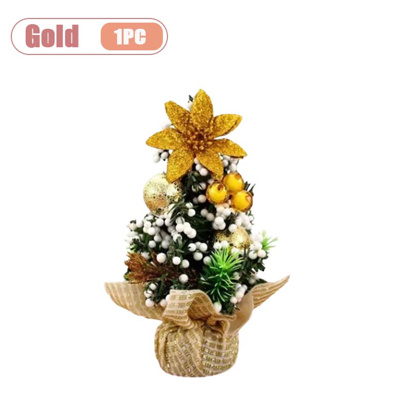 

1-10PCS Mini Tabletop Christmas Tree Kit Decorations Small Xmas Tree Ornament Set for Kids Room Office Holiday Gift