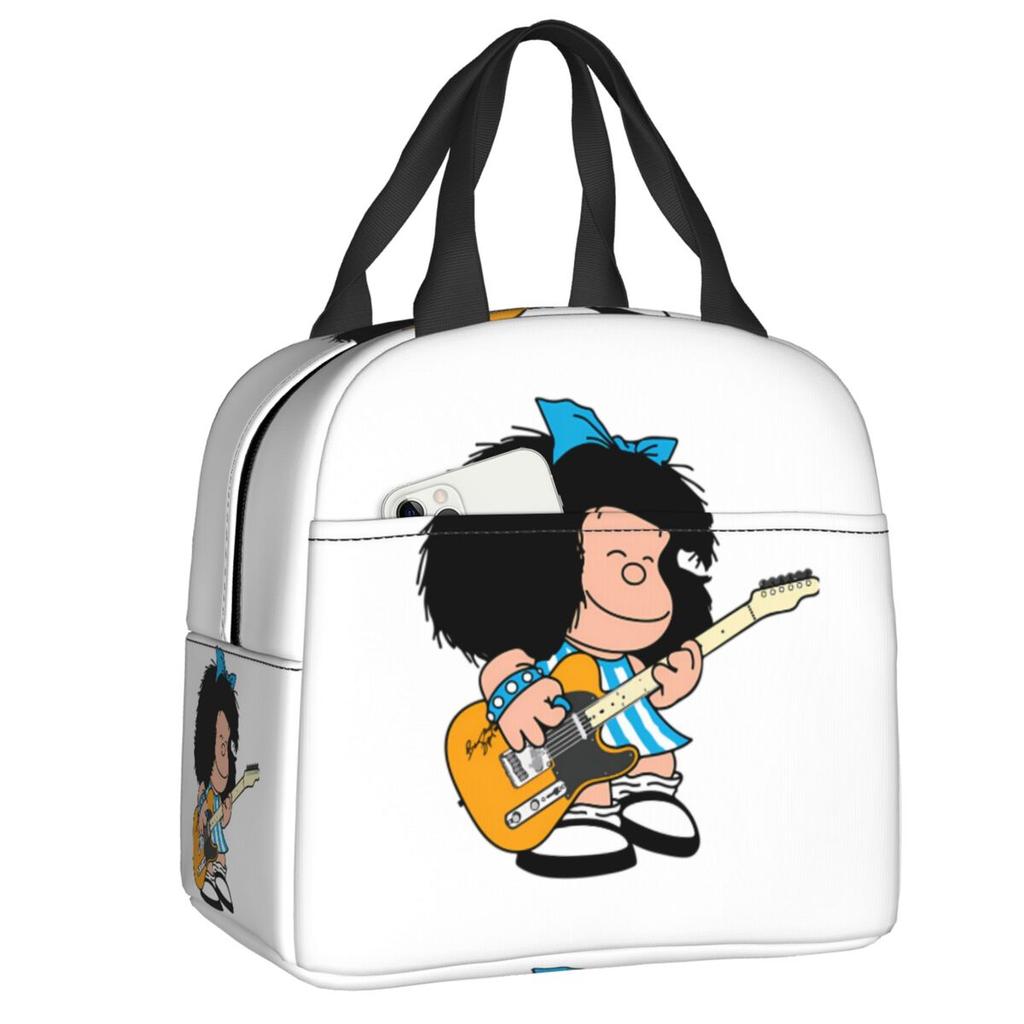 Custom Manga Mafalda Quino Cartoon Thermal Insulated Lunch Bag Women Portable Lunch Container Camping Travel Storage Food Box