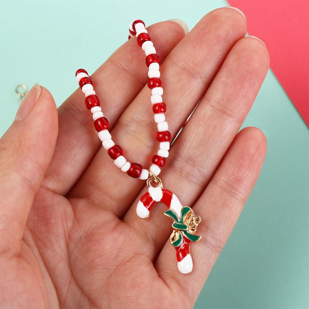 Clavicle Chain Rice Beaded Chain Christmas Tree Cartoon Pendant Choker Christmas Necklace  Festival