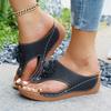 Women Platform Sandals Beach Casual Wedges Flip Flops Premium Orthopedic Open Toe Big Toe Anti-slip Outdoor PU Leather Shoes