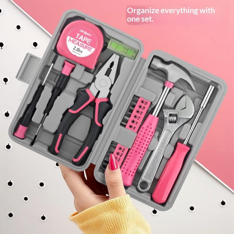 13/24Pcs Diy Tool Kit For Women Mini Home Toolbox Set With Hammer Pliers Wrench Screwdriver Basic Starter Tools