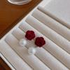 Korean Flocked Flower Pear Earings Fashion Jewelry Elegant Bowknot Rose Earrings for Women Stud Earrings Pendientes Gifts