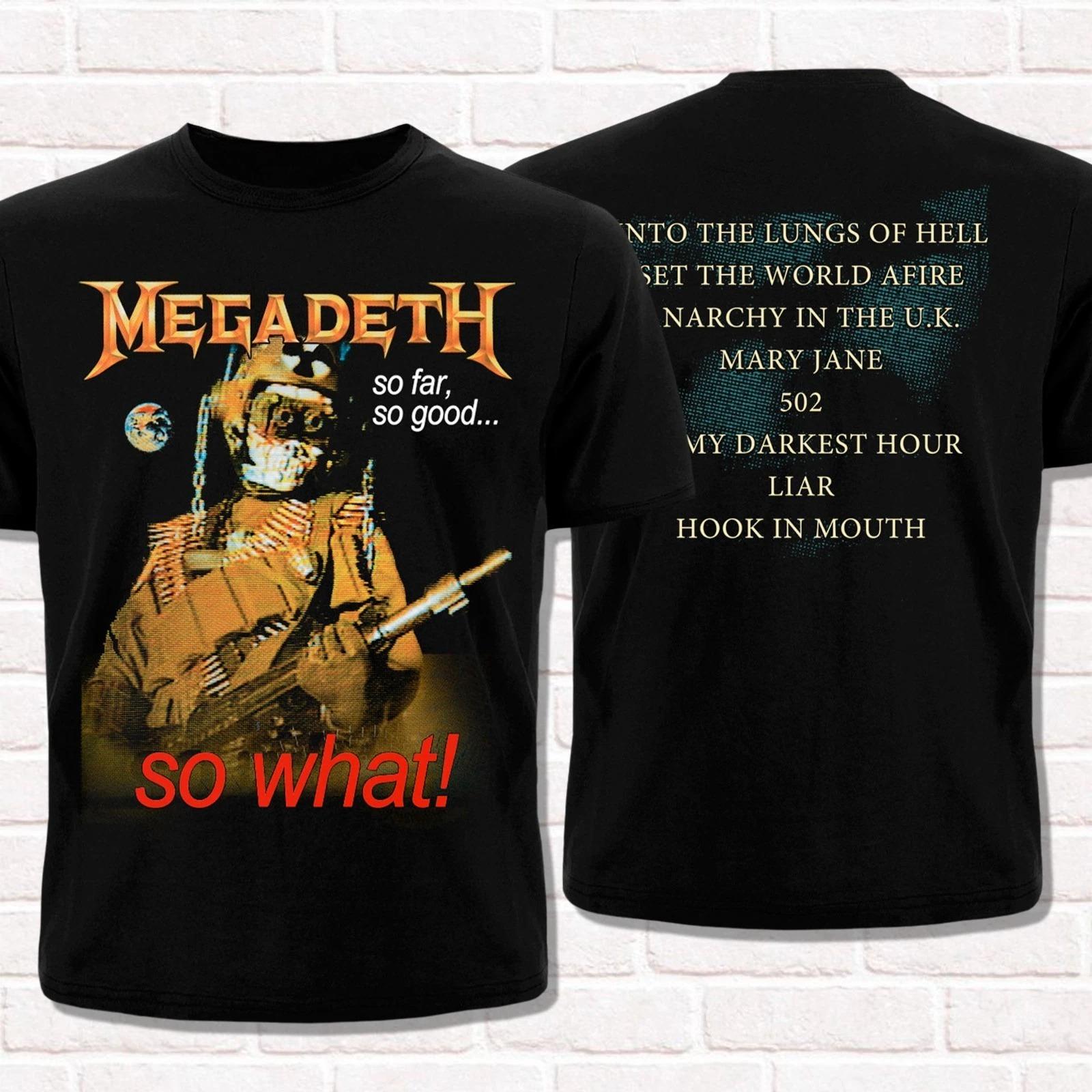 Megadeth So Far So Good So What TShirt Unisex Cotton Short Sleeve High Street Streetwear Oversized Casual Short Sleeve 4XL