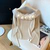 Chic Romantic 3D Floral One-Shoulder Long-Sleeve Knitted Top for Women