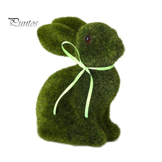 

1 шт./2 шт. Статуэтка пасхального кролика из искусственного мха, фигурка кролика из флокированного зеленого кролика, украшение для стола, пасхальный подарок для семьи и друзей A