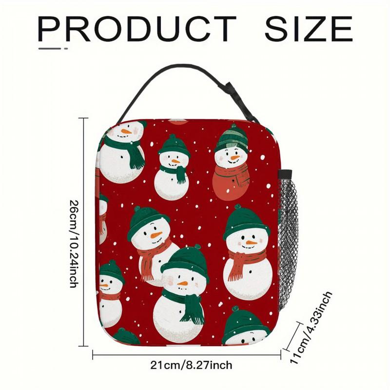 Portable Insulated Lunch Bag With Christmas Print - Thickened Thermal Food Carrier Students Office Workers
