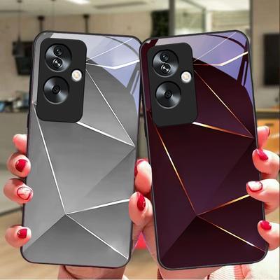 Prisme Géométrique Pour Oppo A79 5G 58 78 74 60 4G Reno 11F Realme GT 6 11 Note 50 10 C55 X2 Verre Trempé Coque de Téléphone Noire