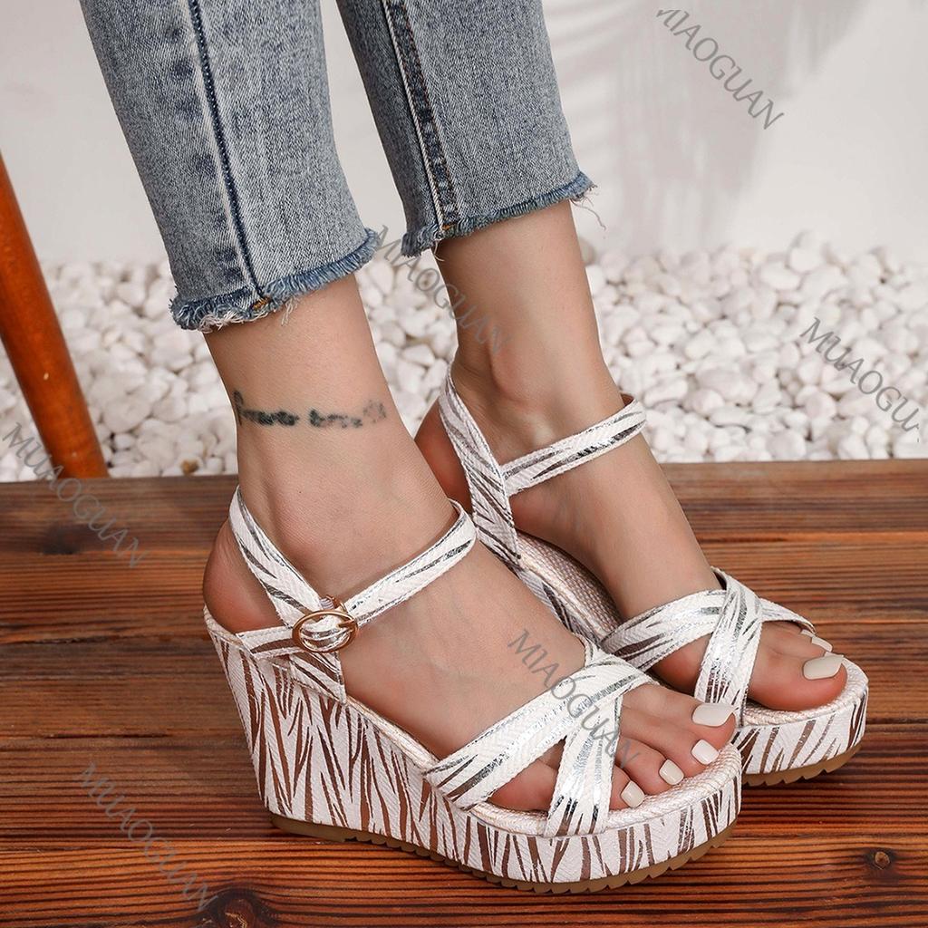 Fashion Summer Cross Strap Sandals for Women Roman Style Fish Mouth Thick Bottom Sandal Slippers Casual Wedge High Heels Sandales Femme