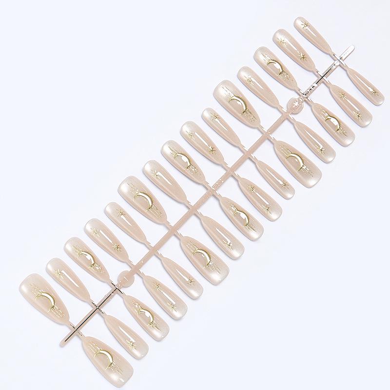 Gilded Cat Eye Star & Moon Nail Stickers - Durable, Stylish Wearable Nail Tips