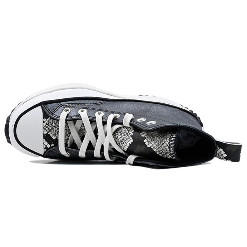 Converse Run Star Hike Leather Cowhide Comfortable & Versatile High-Top Casual Shoes Unisex & Men's & Women Black