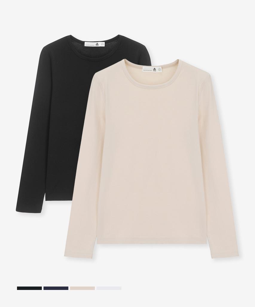 Basic House [2Pack] Women'S Slim Fit Spandex Long Sleeve T-Shirt 4 Colors Lats0208