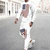 Men Torn Ripped Effect American Flag Star Print Long Sleeve Sweatshirt And Jogger Pants Two Piece Outfit