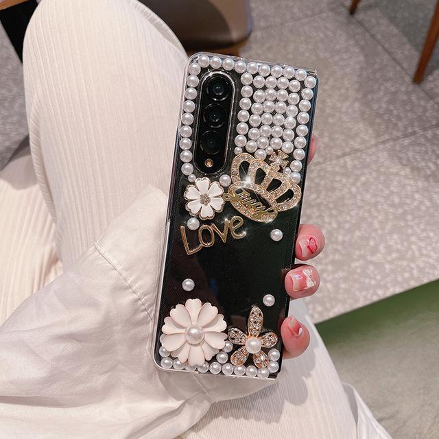 Diy Diamond Phone Case For Samsung Galaxy Z Fold 3 4 Luxury Bling Rhinestone Clear Hard Cover For Galaxy Z Fold 2
