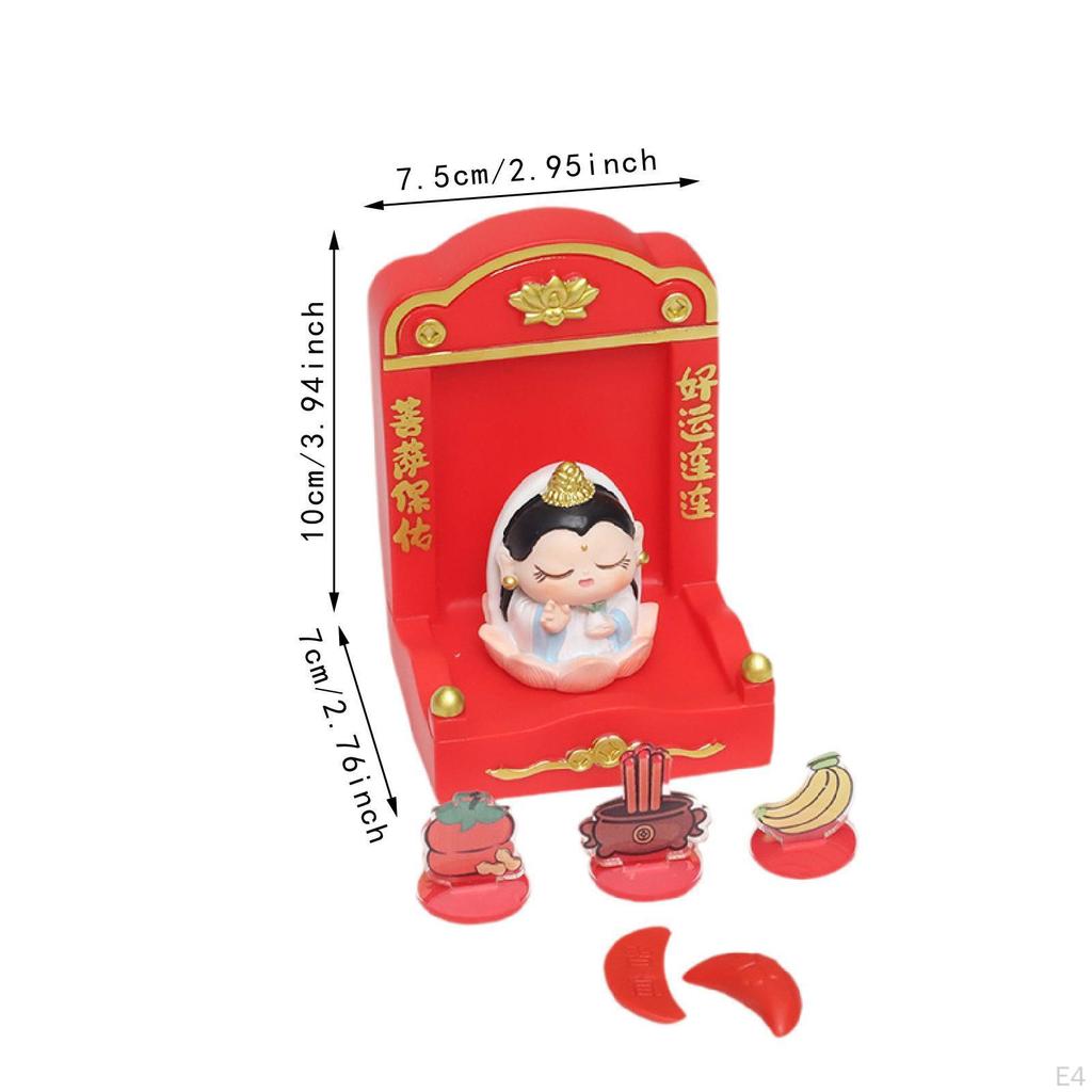 Chinese Deity Figurine with Altar for Spring Festival Tabletop Display