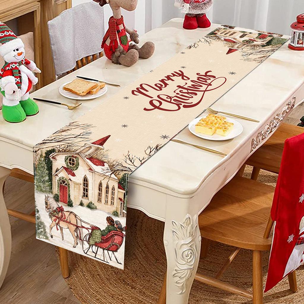 Christmas Table Runner Christmas Decorations for Home 2024 Xmas Party Decoration Ornaments Navidad Natal New Year Gifts 2025