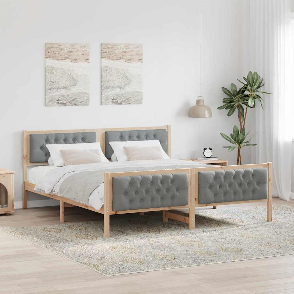 Bed Frame Light Grey 160 X 200 Cm Solid Pine Wood