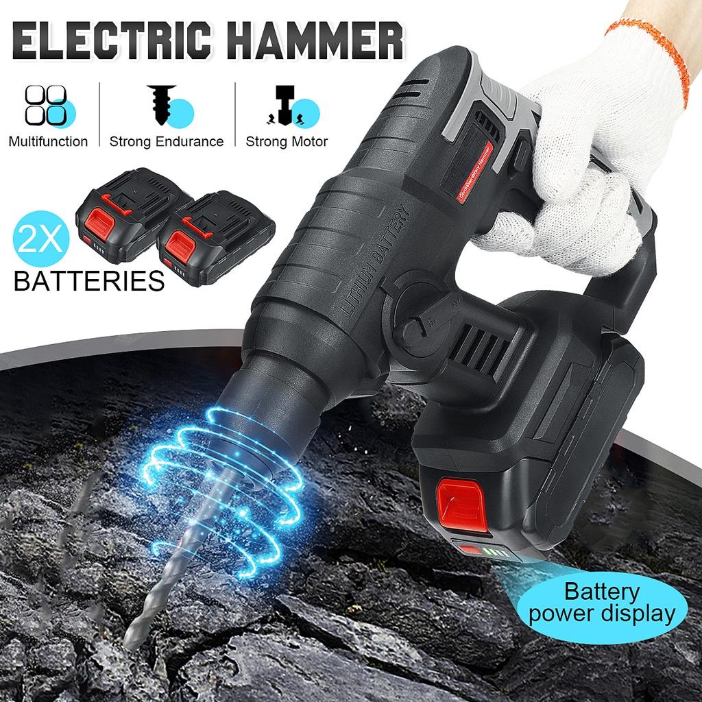 1000W Multifunction Rechargeable Electric Rotary Hammer Cordless Hammer Impact Drill DIY Power Tool