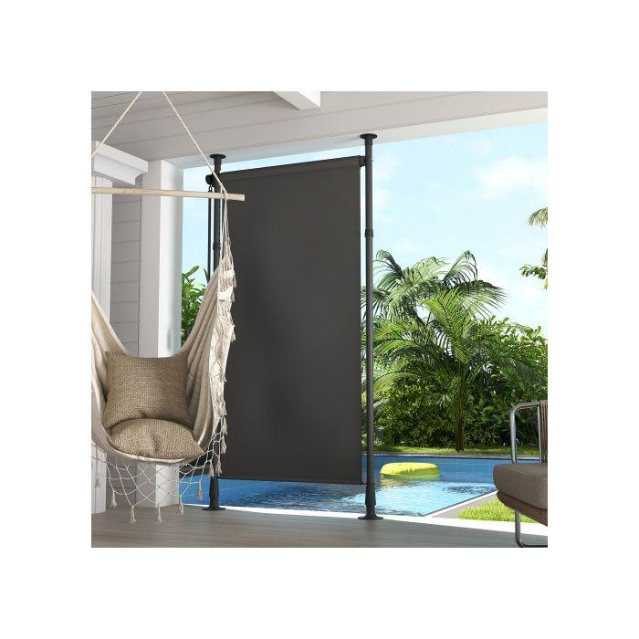 Retractable Balcony Awning - Outsunny - 120x220-310 Cm - Dark Grey Polyester - Crank - UV30+