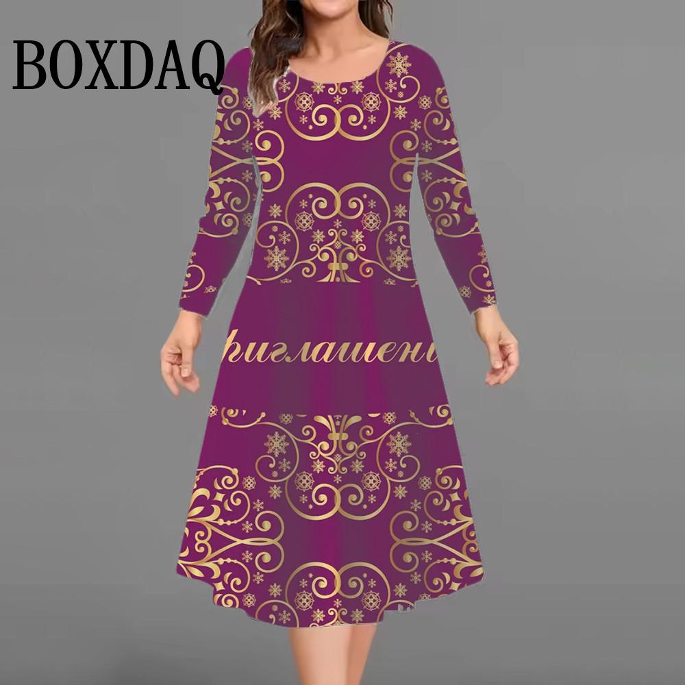 Christmas Tree Women Short Dresses Long Sleeve Festival Ladies Loose Plus Size Dress 3D Print Christmas Street Female