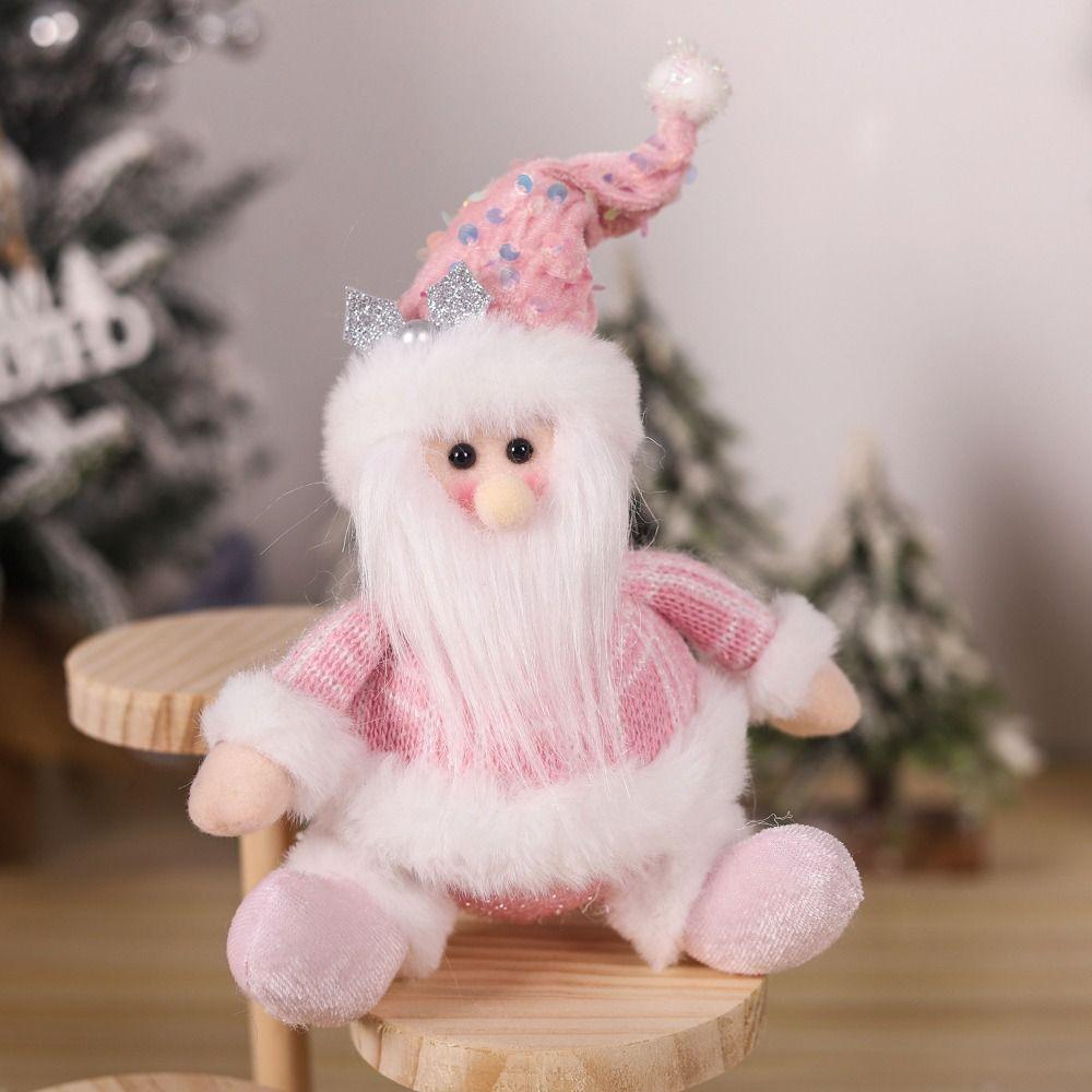 Sitting Knitted Elk Snowman Doll Realistic Christmas Pink Doll Decorations  Kids Birthday Christmas