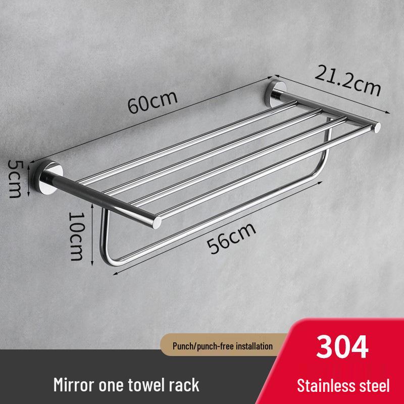 Edelstahl Badezimmer Handtuchhalter Set mit Spiegelablage & Nagelfreier Installation