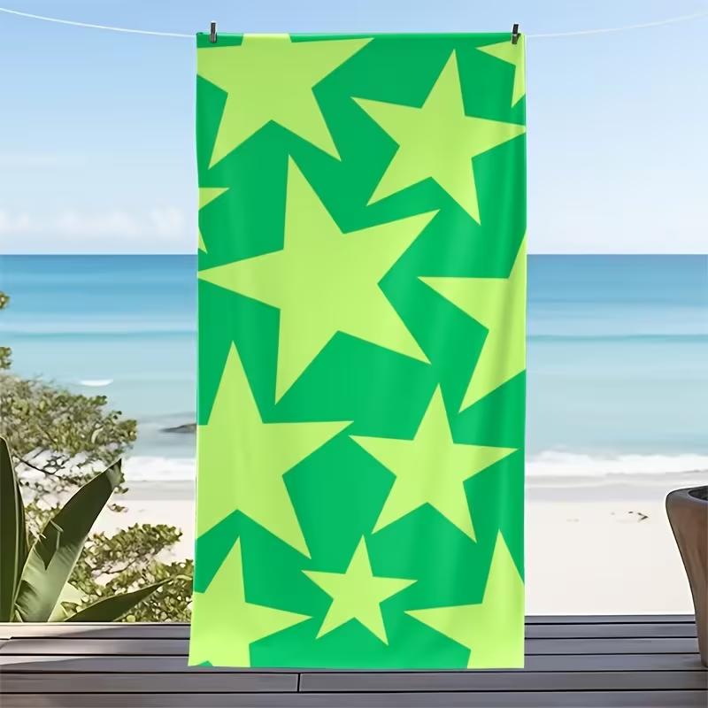 Y2K Star Print Beach Towel Hand Drawn Star Pattern Beach Blanket Soft Quick Dry Sand Resistant Absorbent Towel for Summer