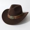 Cappello da cowboy western unisex unico con tesa arrotolata e sommità a forma di cuore, adatto per autunno e inverno