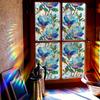 Laser-cut Dreamy Blue Floral Living Room Window Decorative Static Cling Film