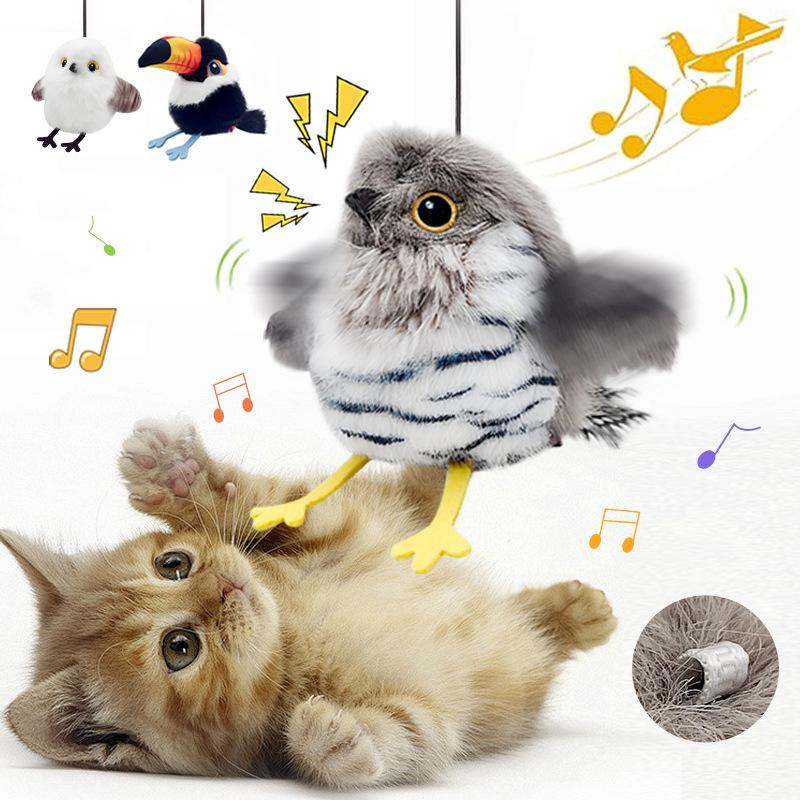 Pet Cat Realistic Bird-Sounding Toy Self-Entertaining And Entertaining Electric Cat Teaser