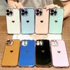 Suitable for Apple 17 Mobile Phone Case Solid Color 6D Side Love 16Pro Anti-drop Eye Protection Fine Hole Mobile Phone Case
