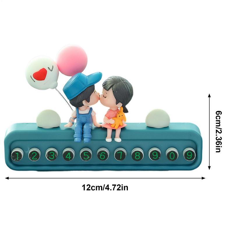 Phone Number Plate Couple Doll Temporary Number Plate Auto Heatproof Decorations Dashboard Display Decorations For Men Women
