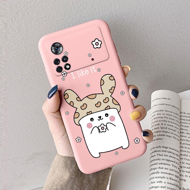 Case For Poco X4 Pro 5G Poco M4 Pro Cute Heart Flower Back Cover Soft Silicone Matte Protective Funda For Xiaomi Poco X6 X5 Pro